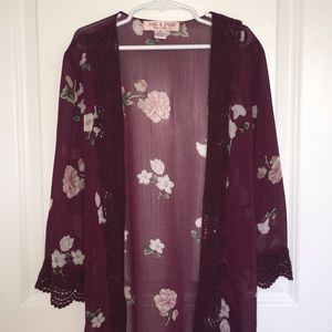 Zoe and Rose Floral Crochet Girls Kimono